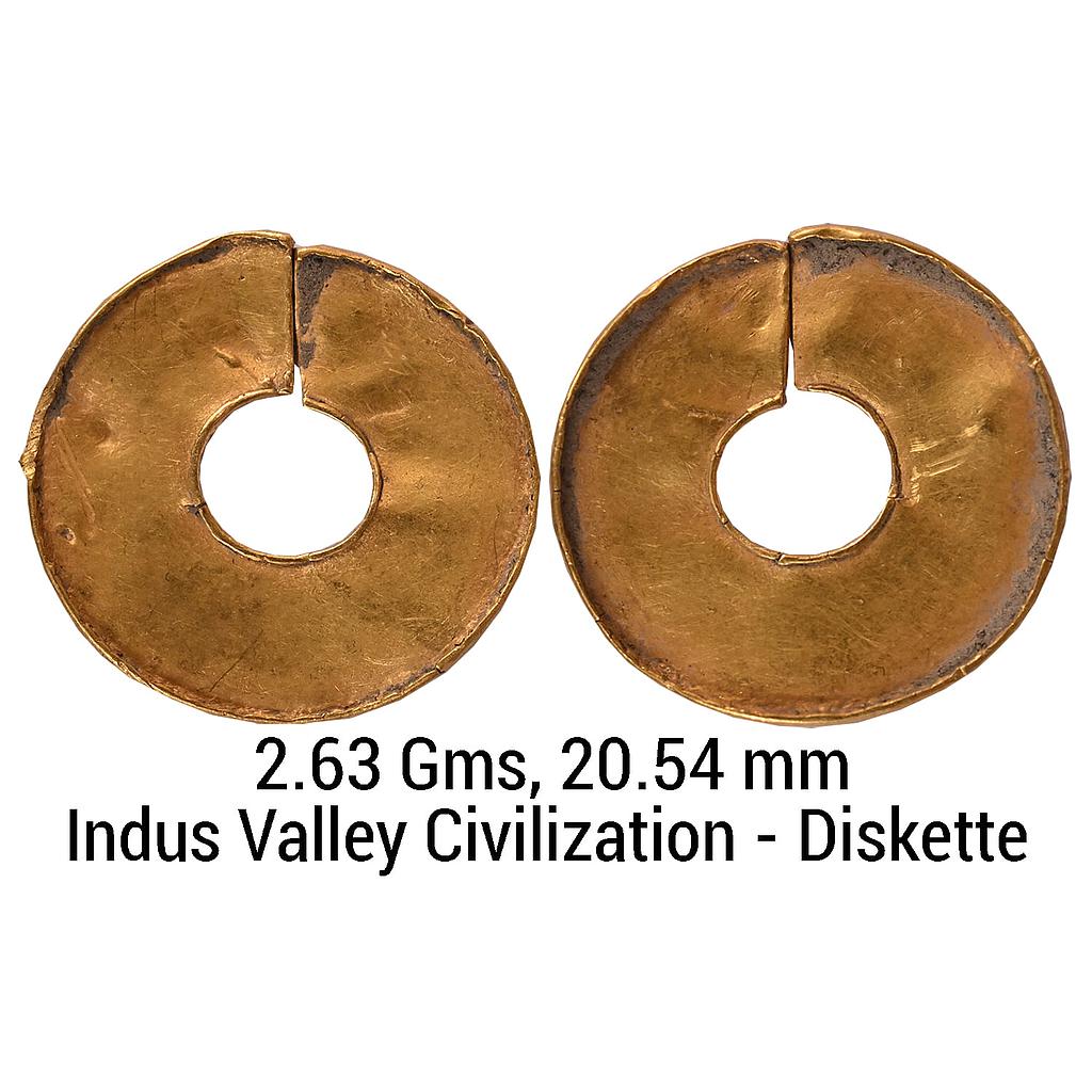 Ancient Indus Valley Civilization Gold (94.65%) Ornament-Diskette shaped with a Hole at Center for Stringing