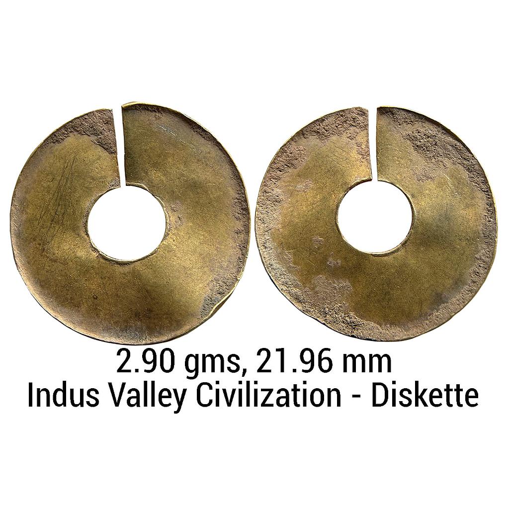 Ancient Indus Valley Civilization Gold Ornament-Diskette Shaped with a Hole at Center for Stringing