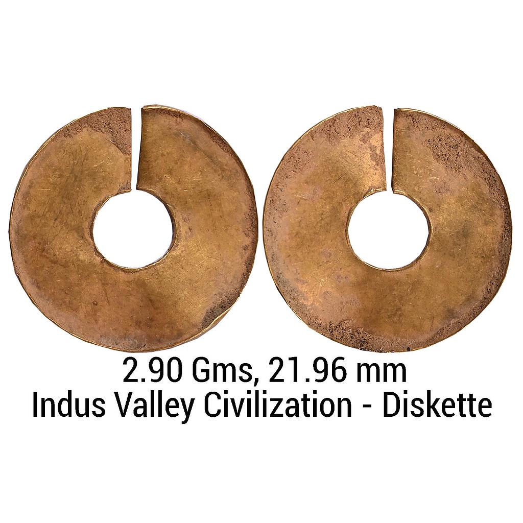 Ancient Indus Valley Civilization Gold (86.14%) Ornament-Diskette Shaped with a Hole at Center for Stringing