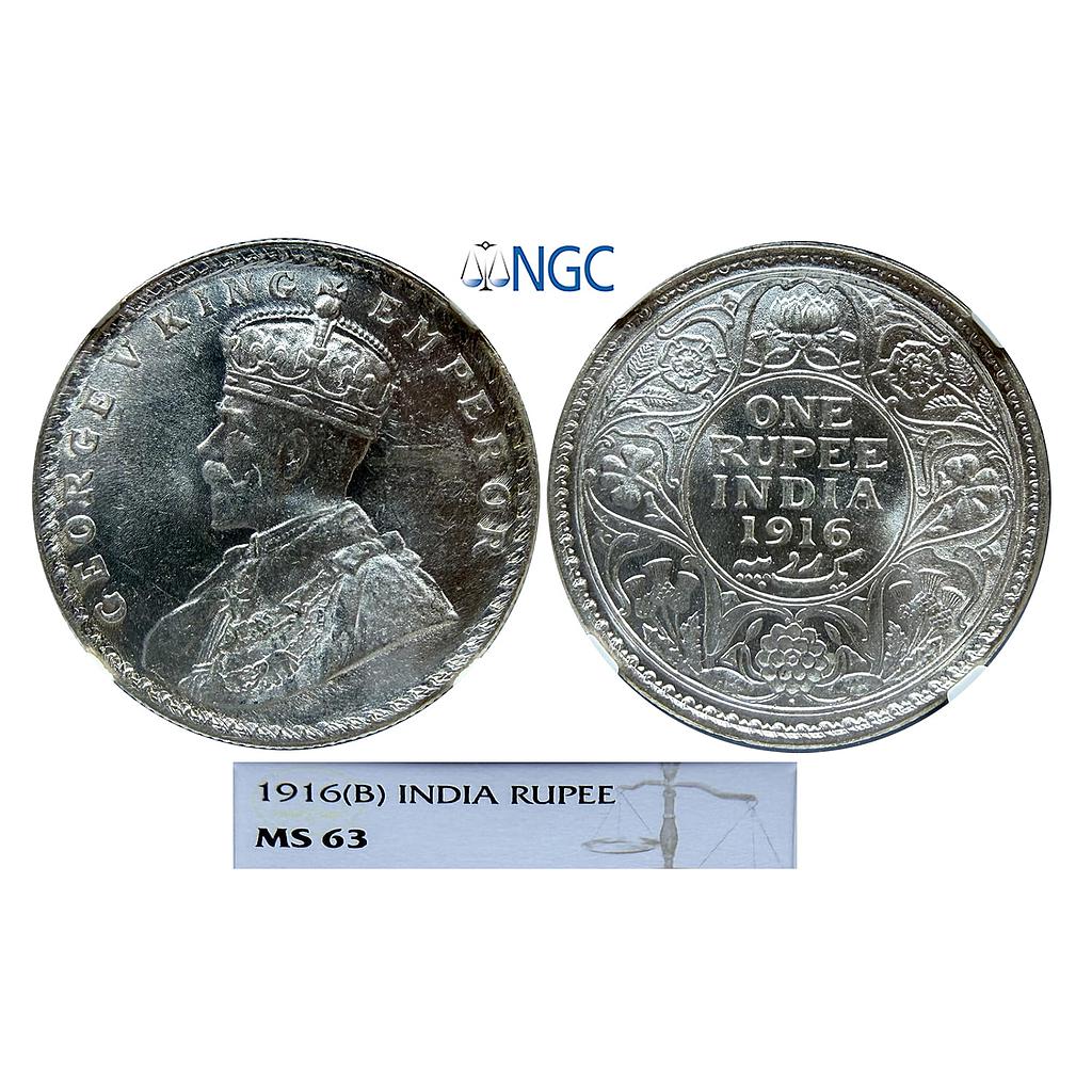 British India George V 1917 AD Bombay Mint Silver Rupee