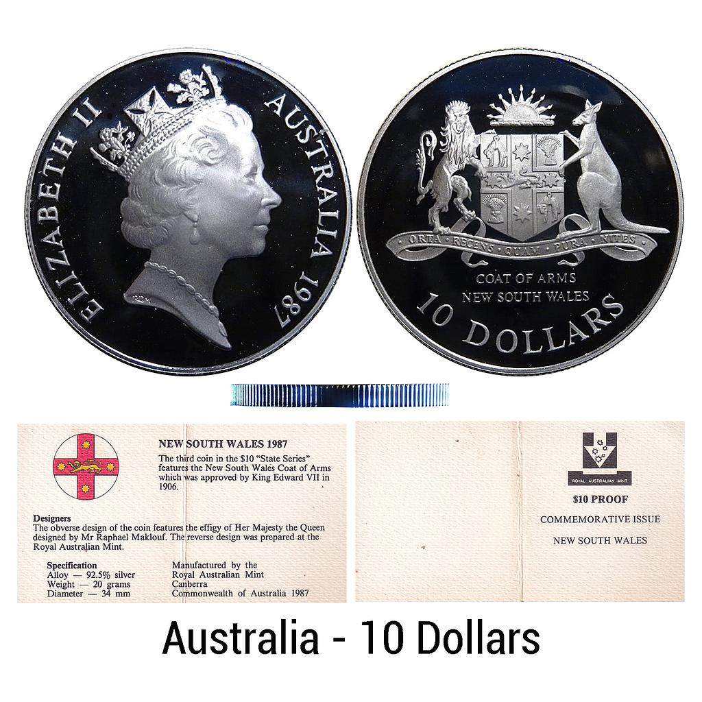 Australia Elizabeth II 1987 AD Silver (.925) 10 Dollars