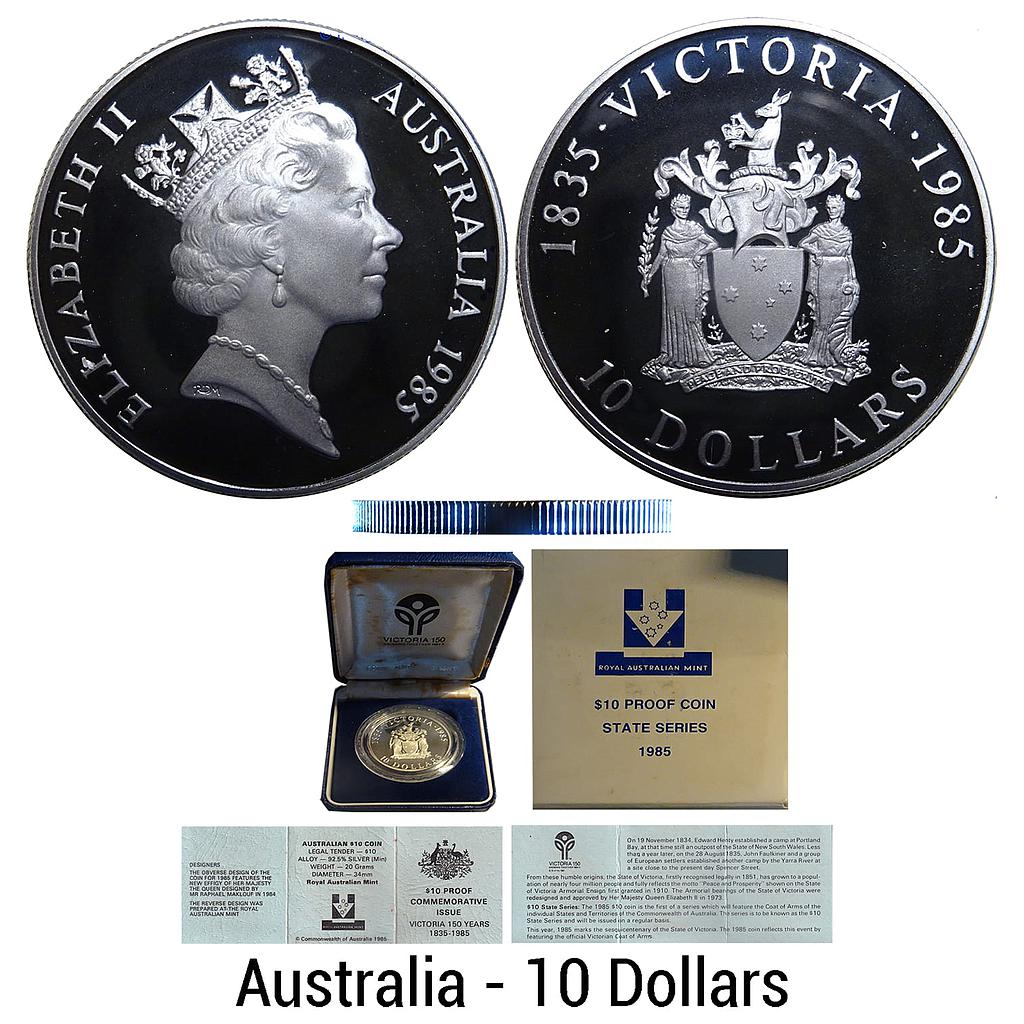 Australia Elizabeth II 1985 AD Royal Australian Mint Silver (.925) 10 Dollars