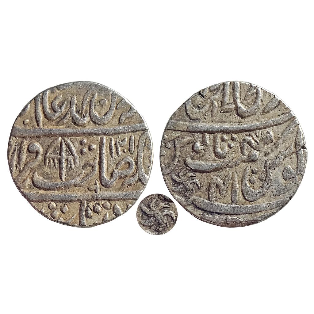 IK, Maratha Confideracy, Satara Rajas INO Shah Alam II, Shahjahanabad Mint, Silver Rupee