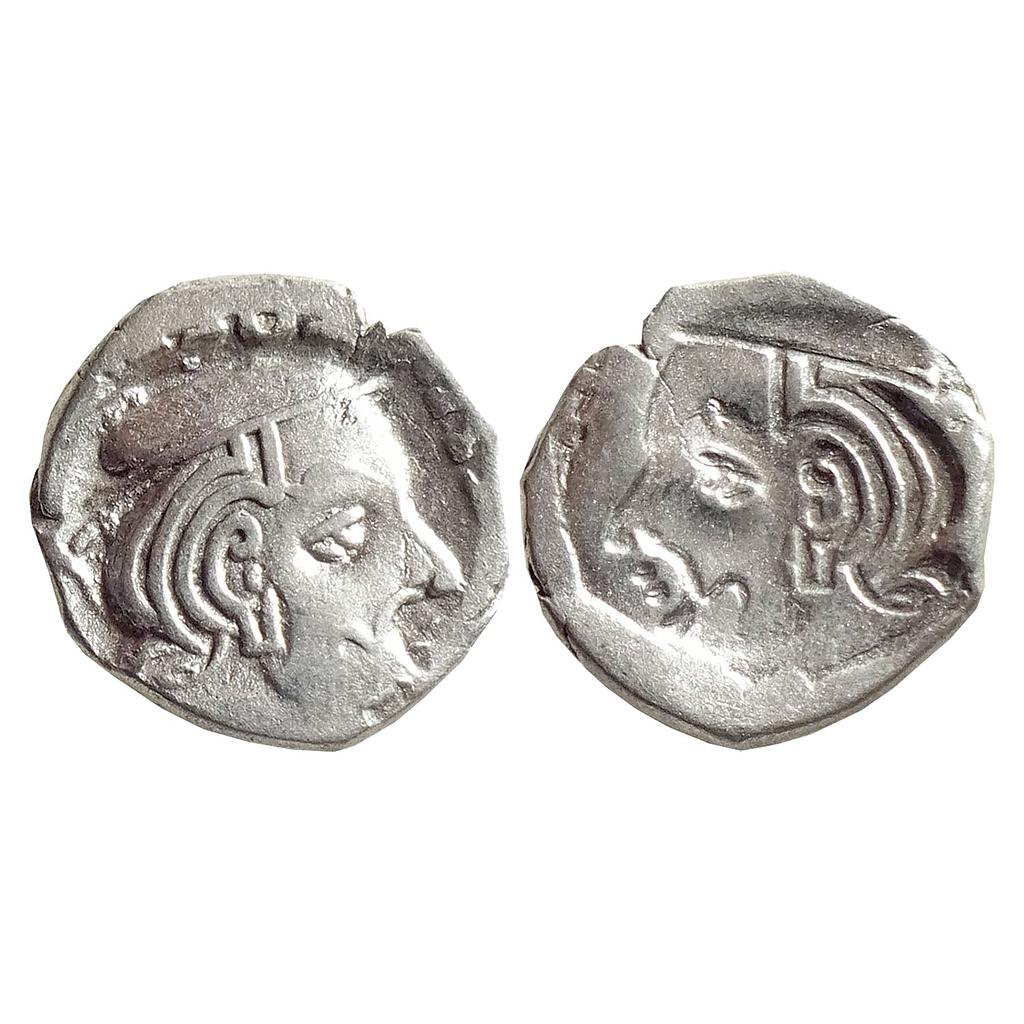 Ancient Western Kshatraps Kardamaka family Gujarat Brockage Lakhi Silver Dramma