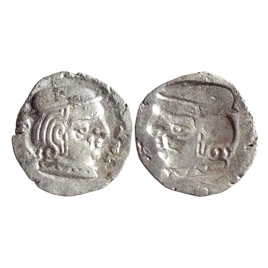 Ancient Western Kshatraps Kardamaka family Gujarat Brockage Lakhi Silver Dramma