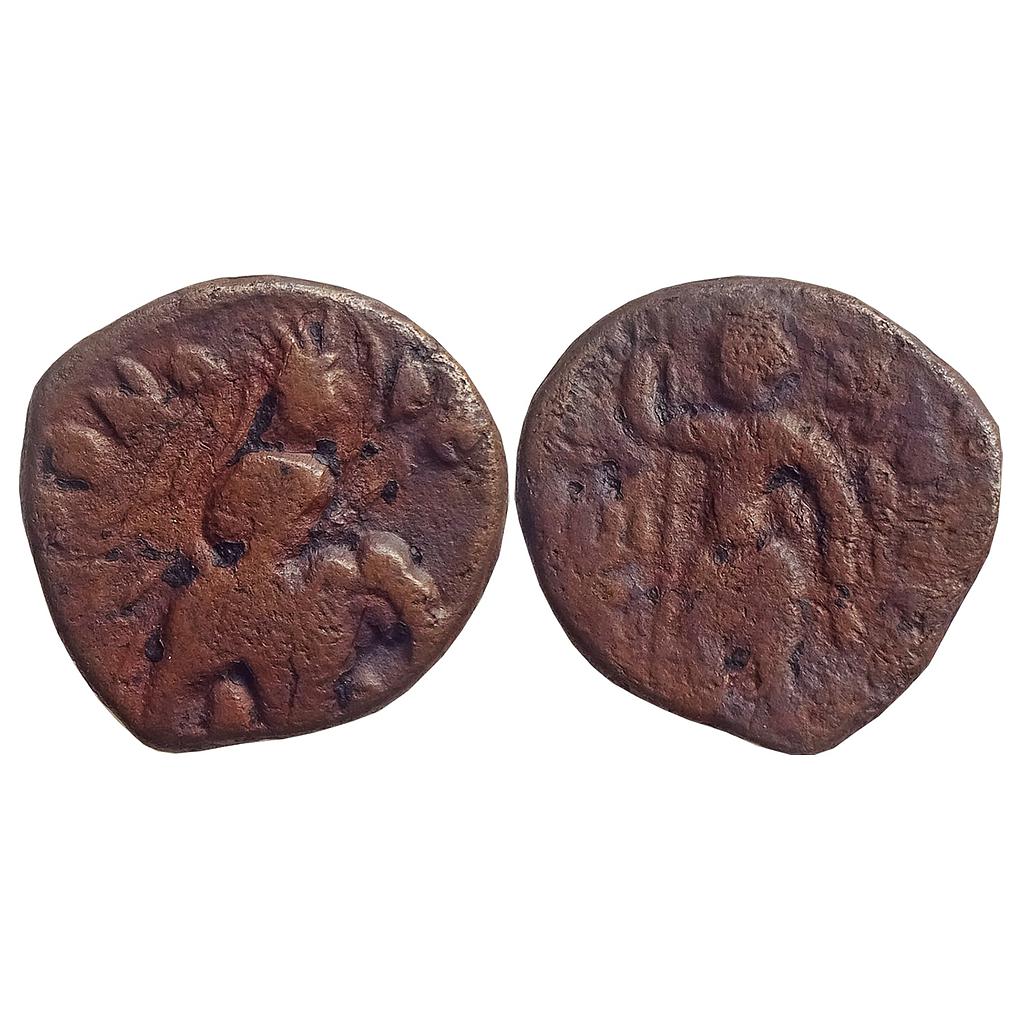 Ancient Kushanas Huvishka Elephant rider type Bronze Di-Drachm Unit