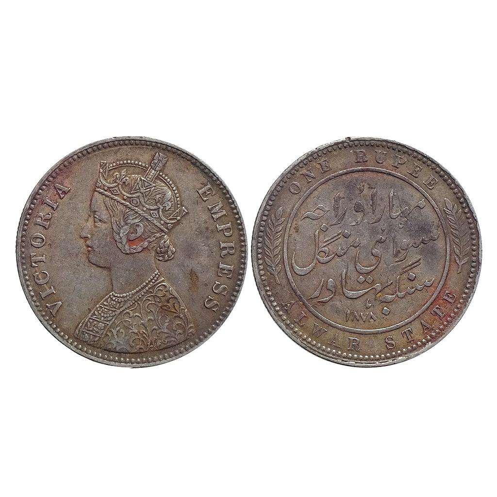 IPS Alwar State Mangal Singh 1878 AD Silver Rupee