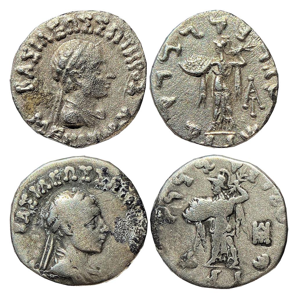 Ancient Indo Greek Menander I set of two coins Silver Drachmas