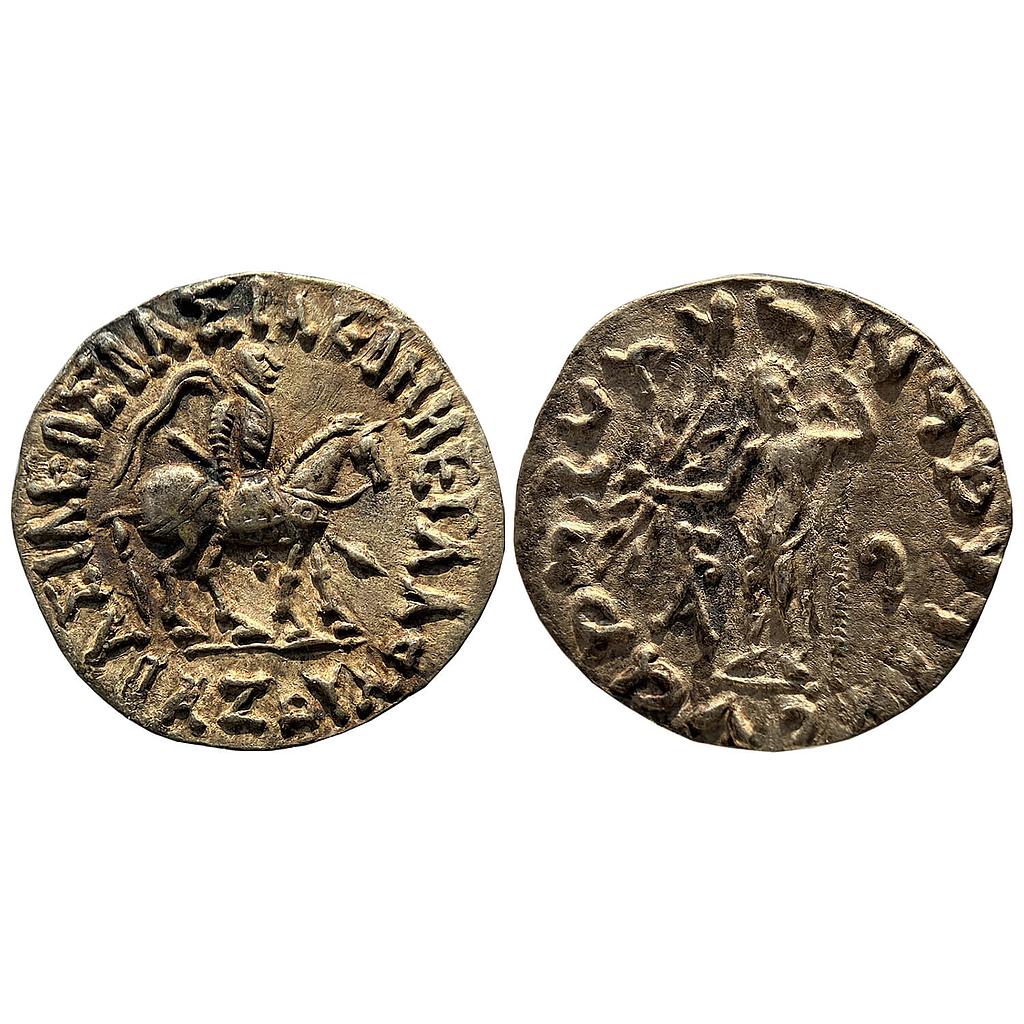 Ancient Indo-Scythians Azes I Silver Tetradrachm