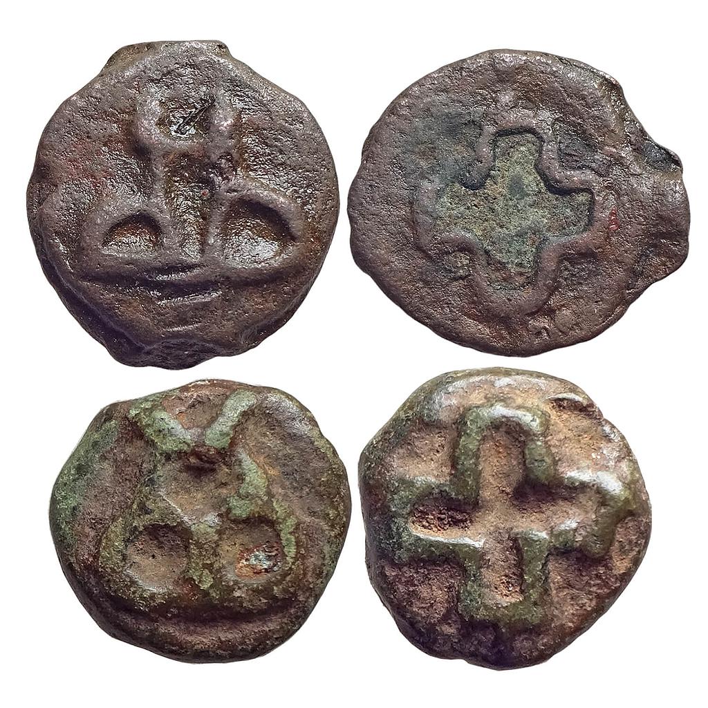 Ancient Post Mauryan Uninscribed set of two coins Cast Copper Unit