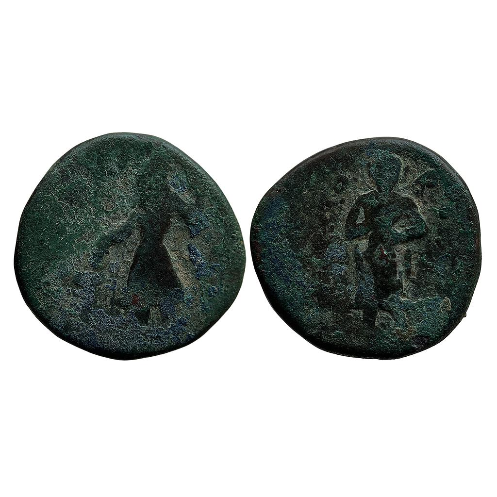 Ancient Kushanas Kanishka I Copper Tetradrachm Boddo Type Buddha