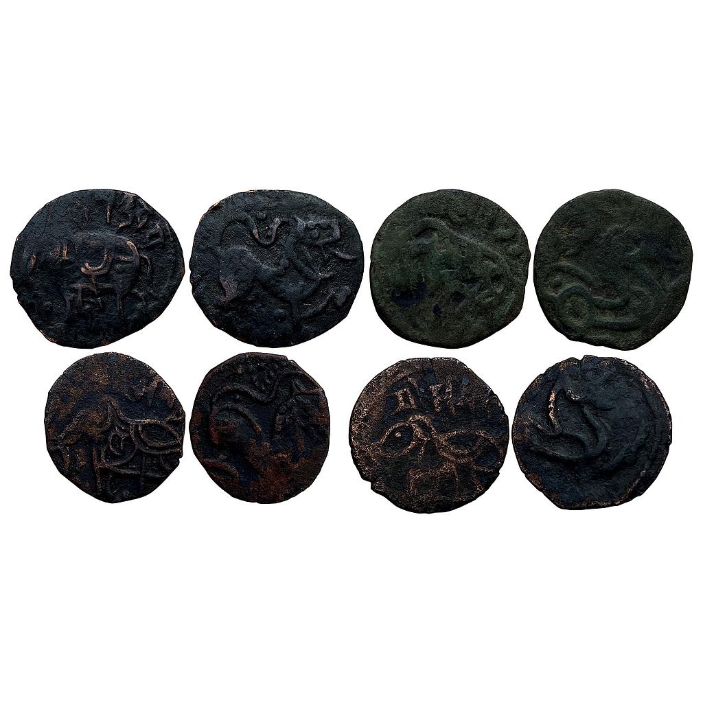 Hindu Medieval Hindu Shahis of Gandhara Samanta Deva Set of 4 Coins Copper Jital