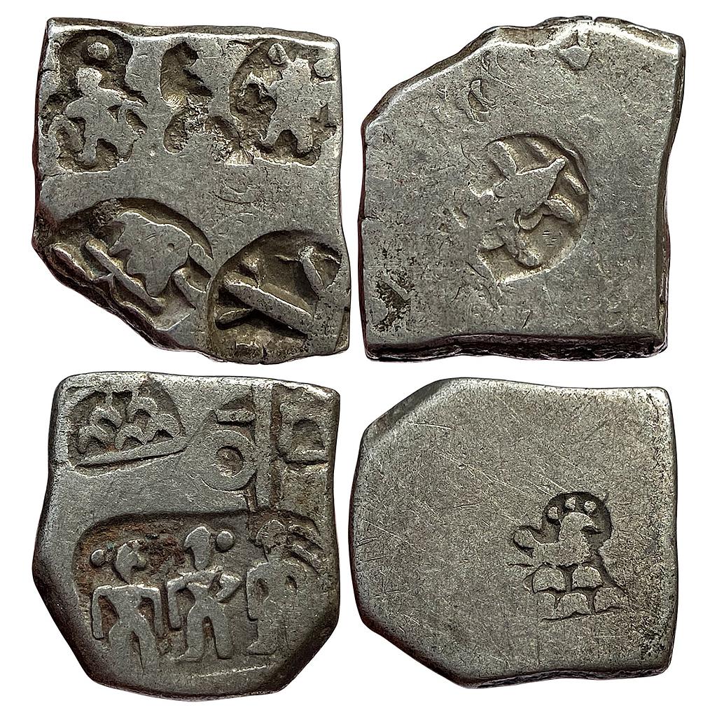 Ancient Archaic Series Punch Marked Coinage Magadha Imperial Series VII Series Three human figures Set of 2 Coins Silver Karshapana