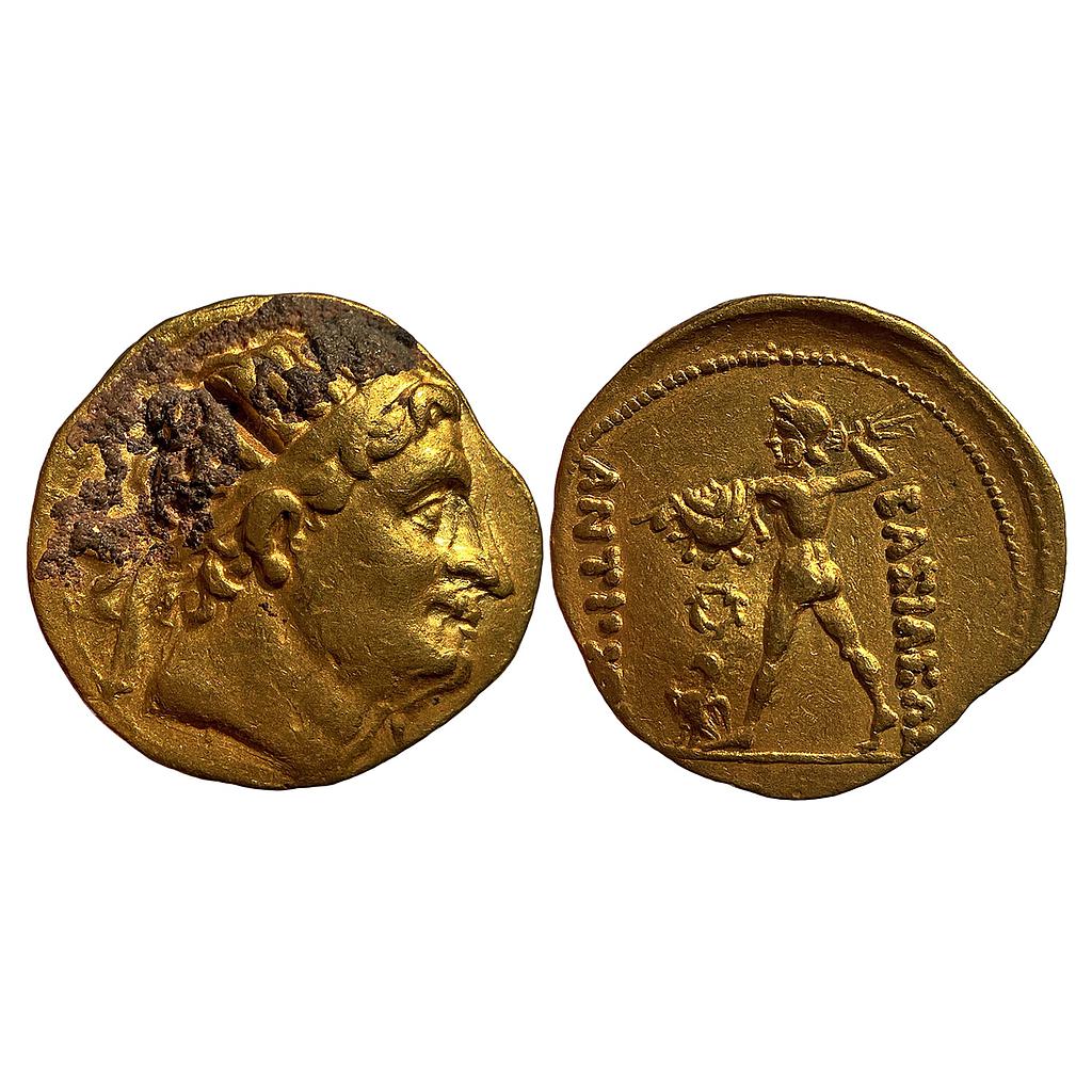 Ancient Greco Bactrians Diodotos I in the name of Antiochos II Gold Stater