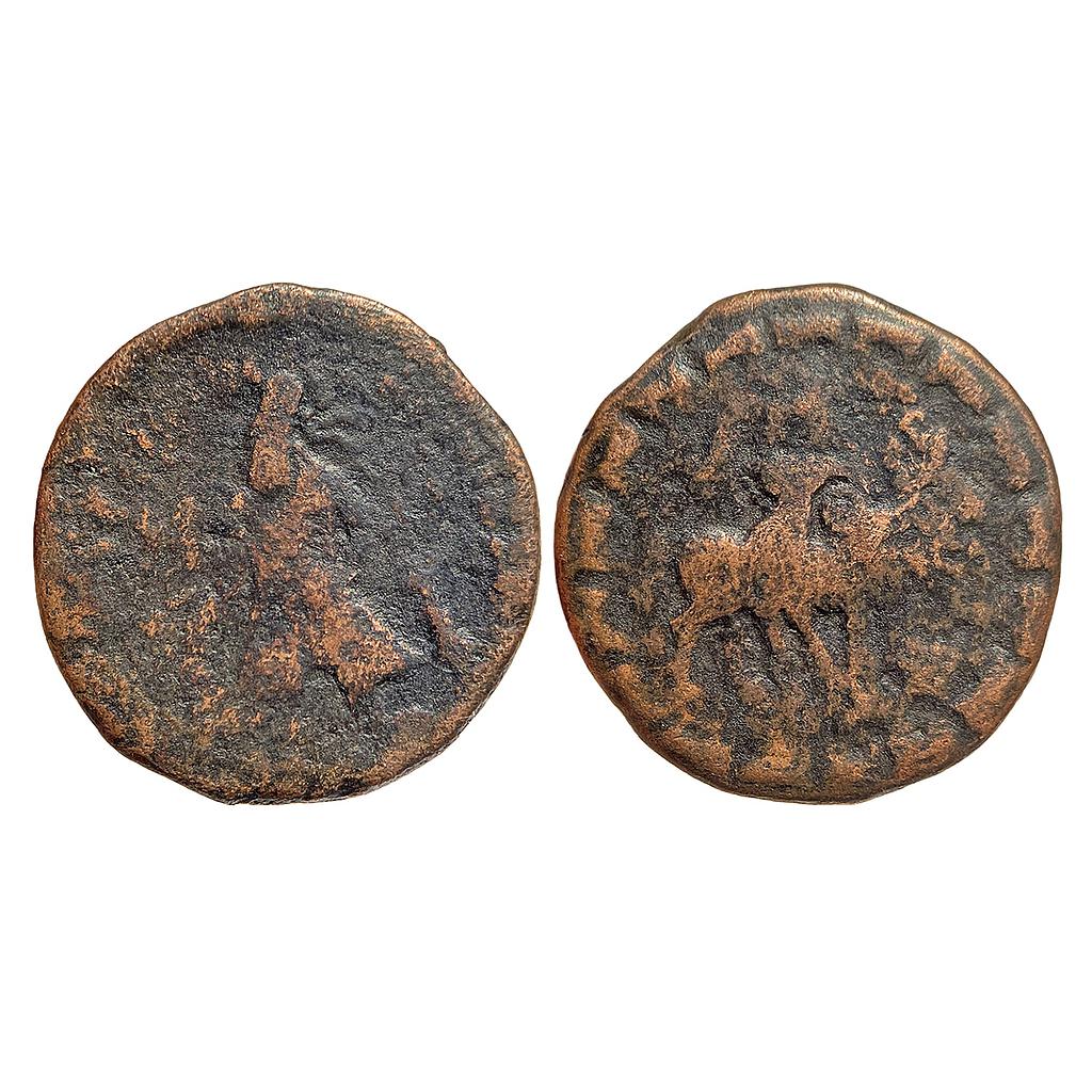 Ancient Kushanas Vima Kadphises Copper  Monolingual Tetradrachm