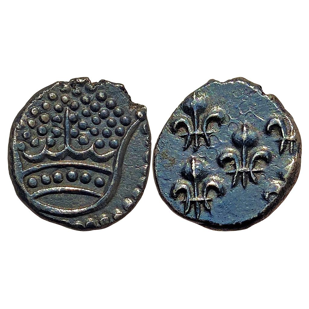 Indo French Pondicherry Mint Silver Fanon with small pearled crown